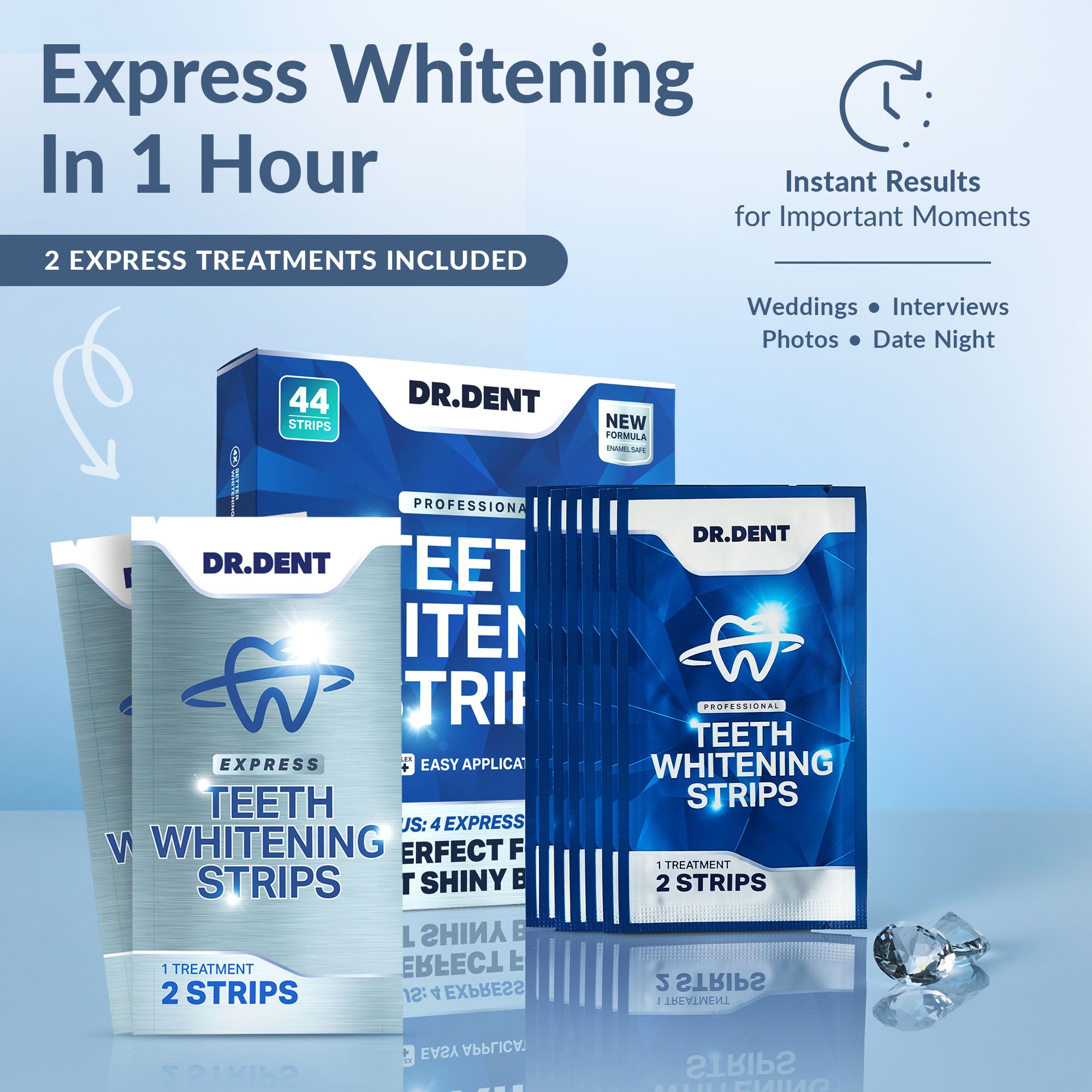 Professional Teeth Whitening Strips (44 Strips)