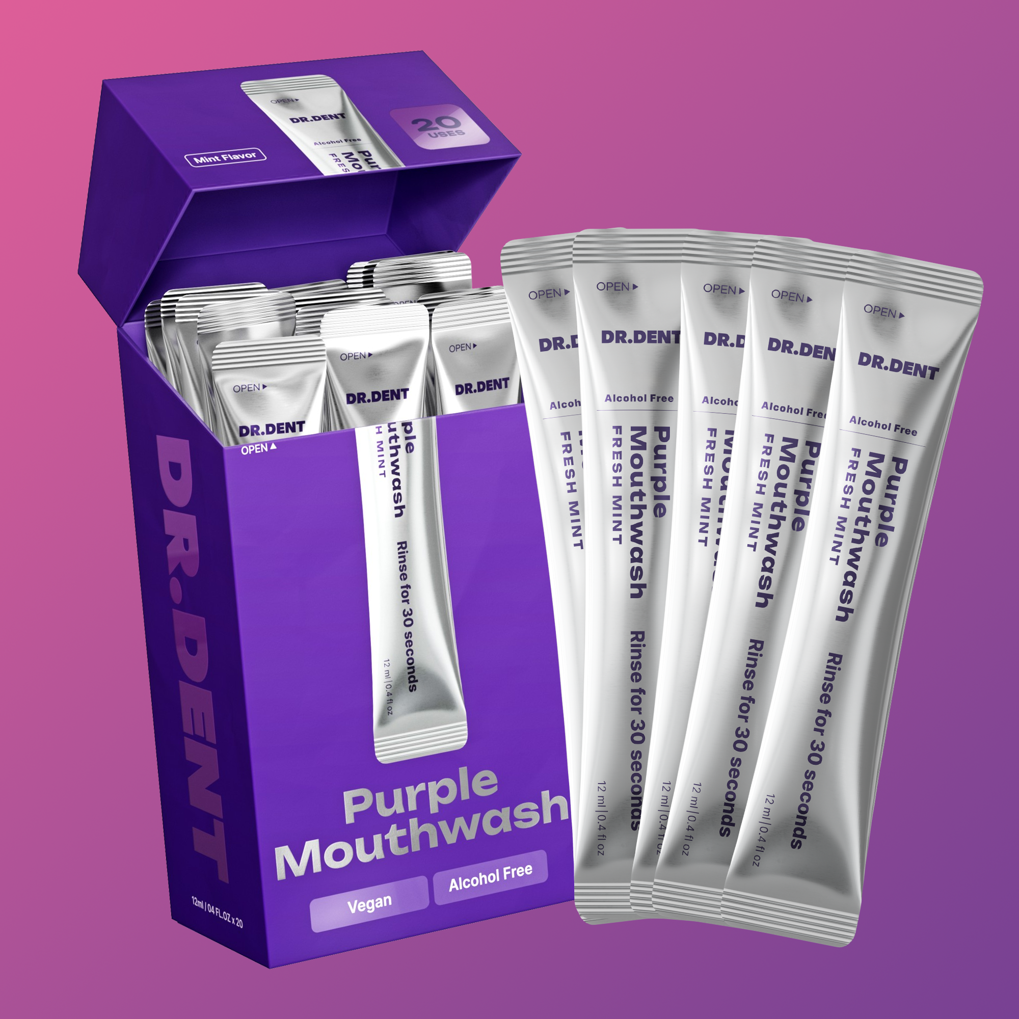 DR.DENT Purple Mouthwash | Color Correcting Whitening Sachets
